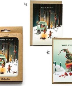 Kerstkaartenbox – Kerstbosfeestje + Beer met kerstboom