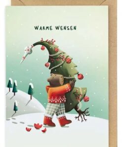 kerstkaart - beer - warme wensen