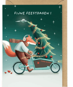 Kerstkaart - Bakfiets - Kerstboom