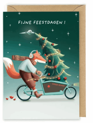 Kerstkaart - Bakfiets - Kerstboom