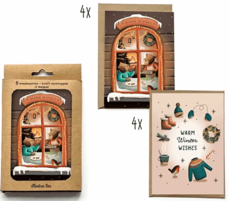 Kerstkaart - Box - Warme wensen