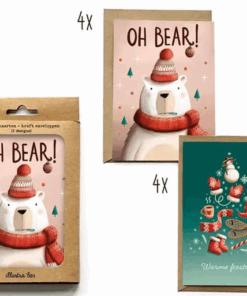 Kerstkaart - Box - sneeuwman - Winterelementen