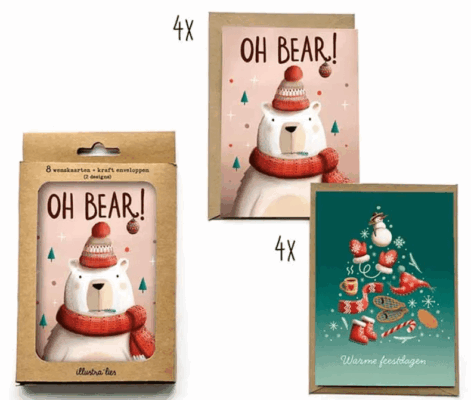 Kerstkaart - Box - sneeuwman - Winterelementen